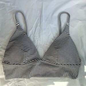 Aerie Bikini Top Black and White Striped Triangle Bathing Suit Size M
